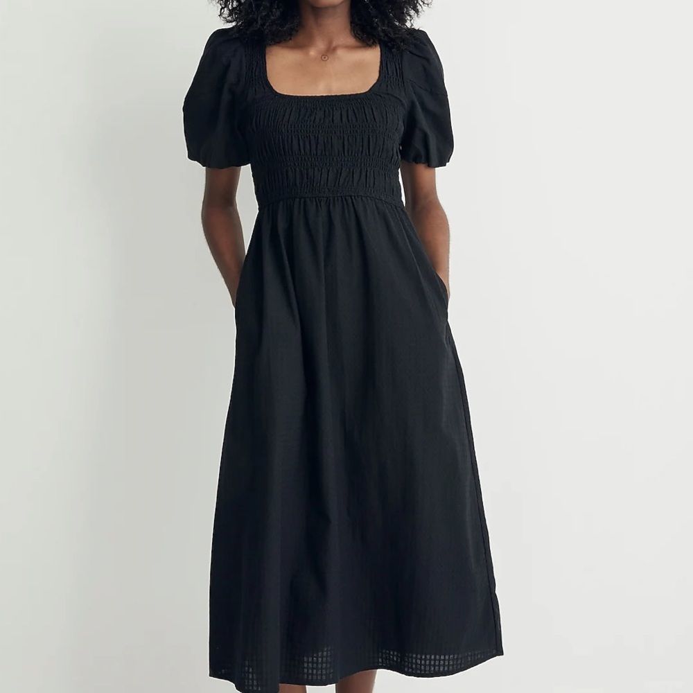 Madewell NWT Lucie Puff-Sleeve Midi Dress Size 0 in Black
